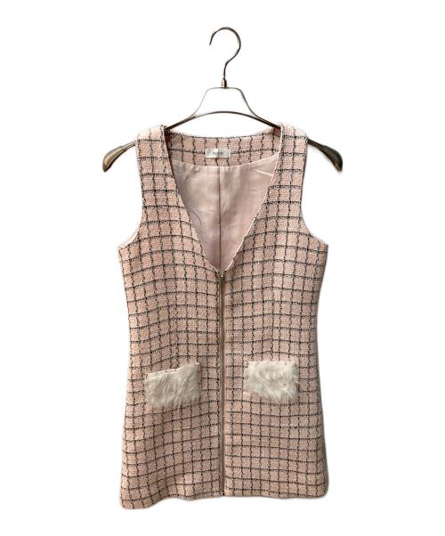 darich（ダーリッチ）darich (ダーリッチ) フロントファスナーツイードミニワンピース ピンク サイズ:FREE-Ｌの古着・服飾アイテム