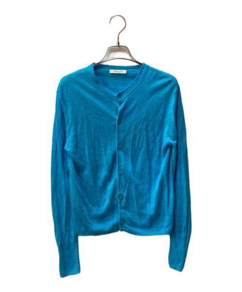 MACPHEE（マカフィー）MACPHEE (マカフィー) プレーンリネン クルーネックカーディガン ブルー サイズ:Ｓの古着・服飾アイテム
