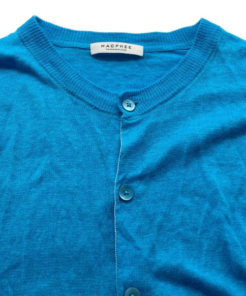 MACPHEE（マカフィー）MACPHEE (マカフィー) プレーンリネン クルーネックカーディガン ブルー サイズ:Ｓの古着・服飾アイテム