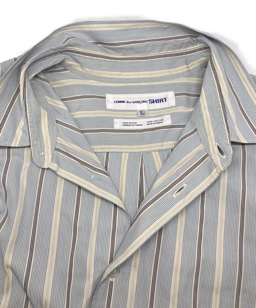 COMME des GARCONS SHIRT（コムデギャルソンシャツ）COMME des GARCONS SHIRT (コムデギャルソンシャツ) 90s ストライプロングスリーブシャツ ホワイト×ブルー サイズ:Lの古着・服飾アイテム