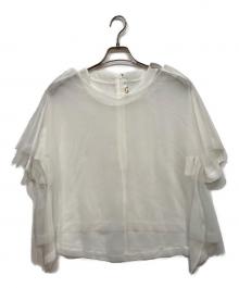 COMME des GARCONS（コムデギャルソン）の古着「ポリエステル チュール レイヤード バックジップ ブラウス」｜ホワイト