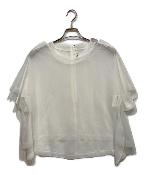COMME des GARCONS（コムデギャルソン）COMME des GARCONS (コムデギャルソン) ポリエステル チュール レイヤード バックジップ ブラウス ホワイト サイズ:Ｓの古着・服飾アイテム