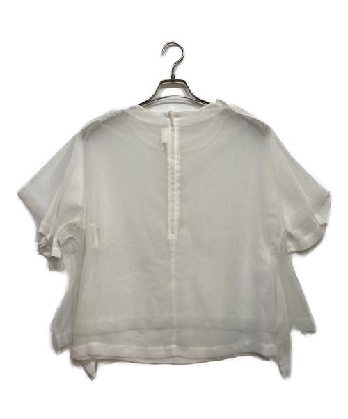 COMME des GARCONS（コムデギャルソン）COMME des GARCONS (コムデギャルソン) ポリエステル チュール レイヤード バックジップ ブラウス ホワイト サイズ:Ｓの古着・服飾アイテム