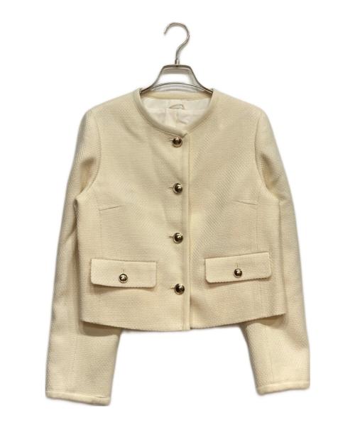 ANAYI（アナイ）ANAYI (アナイ) ウールプリペラノーカラージャケット アイボリー サイズ:Ｓの古着・服飾アイテム