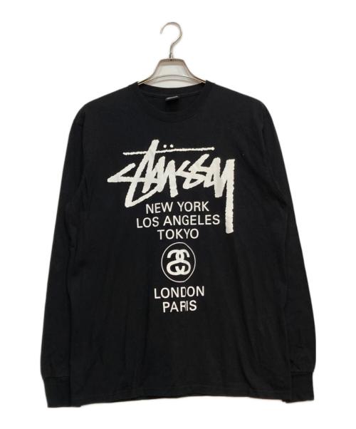 stussy（ステューシー）stussy (ステューシー) WORLD TOUR ロングスリーブ Tシャツ ブラック サイズ:Lの古着・服飾アイテム
