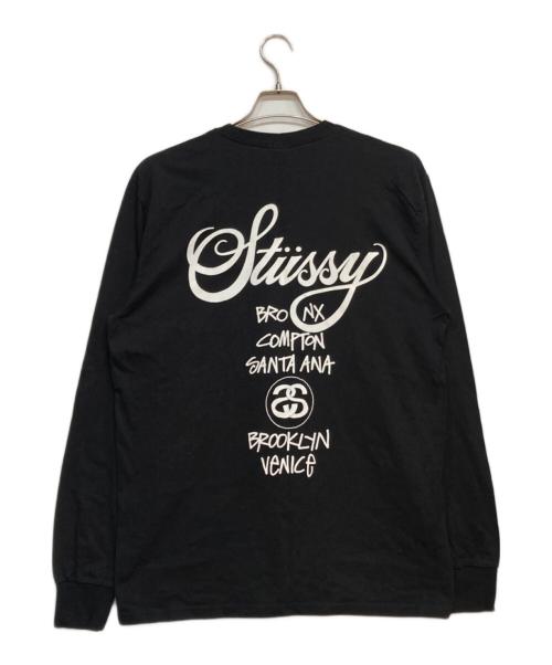 stussy（ステューシー）stussy (ステューシー) WORLD TOUR ロングスリーブ Tシャツ ブラック サイズ:Lの古着・服飾アイテム