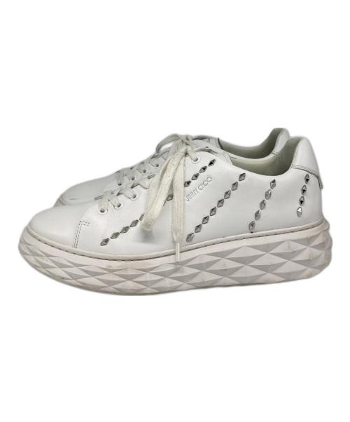 JIMMY CHOO（ジミーチュウ）JIMMY CHOO (ジミーチュウ) ダイヤモンド スタッズ スニーカー ホワイト サイズ:42の古着・服飾アイテム