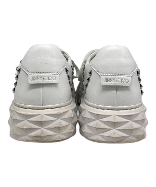 JIMMY CHOO（ジミーチュウ）JIMMY CHOO (ジミーチュウ) ダイヤモンド スタッズ スニーカー ホワイト サイズ:42の古着・服飾アイテム