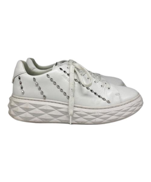 JIMMY CHOO（ジミーチュウ）JIMMY CHOO (ジミーチュウ) ダイヤモンド スタッズ スニーカー ホワイト サイズ:42の古着・服飾アイテム