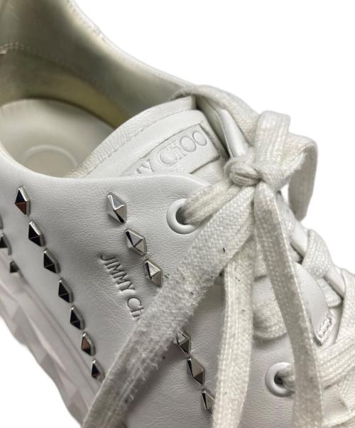 JIMMY CHOO（ジミーチュウ）JIMMY CHOO (ジミーチュウ) ダイヤモンド スタッズ スニーカー ホワイト サイズ:42の古着・服飾アイテム