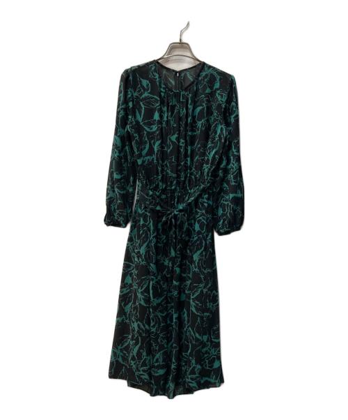 Paul Stuart（ポールスチュアート）Paul Stuart (ポールスチュアート) モノフルール プリント ワンピース グリーン サイズ:6の古着・服飾アイテム