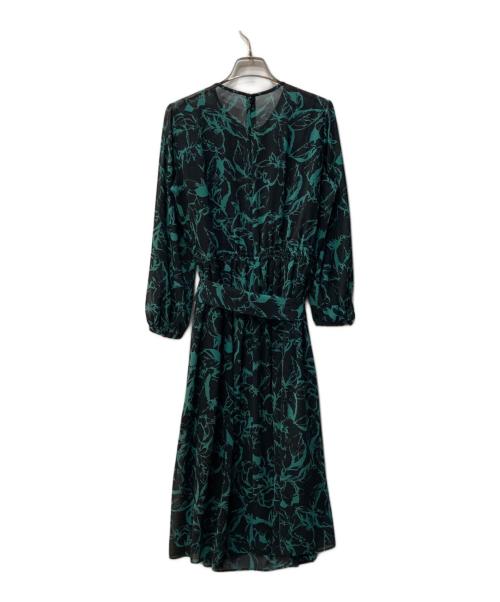 Paul Stuart（ポールスチュアート）Paul Stuart (ポールスチュアート) モノフルール プリント ワンピース グリーン サイズ:6の古着・服飾アイテム