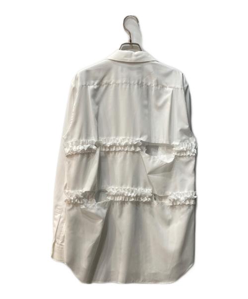BLACK COMME des GARCONS（ブラックコムデギャルソン）BLACK COMME des GARCONS (ブラックコムデギャルソン) 丸襟  ラッフル トリム シャツ ホワイト サイズ:Mの古着・服飾アイテム