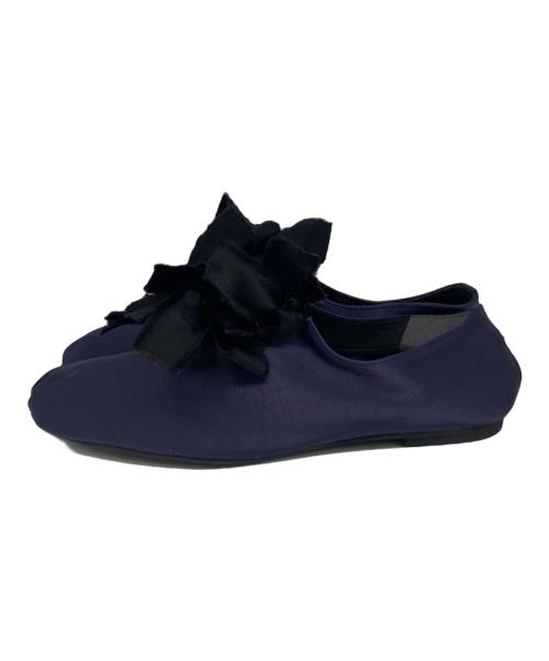 Le Talon GRISE（ル タロン グリーズ）Le Talon GRISE (ル タロン グリーズ) サテン バレリーナ ネイビー サイズ:25の古着・服飾アイテム