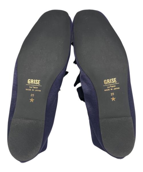 Le Talon GRISE（ル タロン グリーズ）Le Talon GRISE (ル タロン グリーズ) サテン バレリーナ ネイビー サイズ:25の古着・服飾アイテム