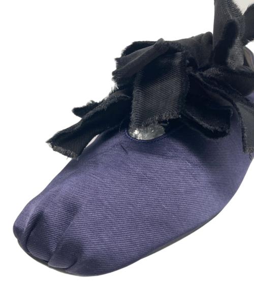 Le Talon GRISE（ル タロン グリーズ）Le Talon GRISE (ル タロン グリーズ) サテン バレリーナ ネイビー サイズ:25の古着・服飾アイテム