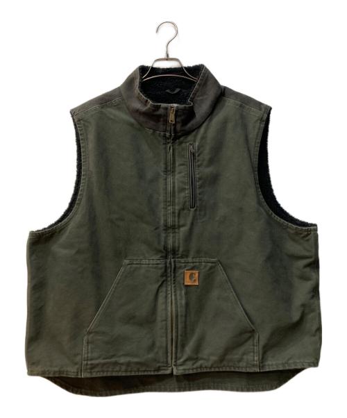 CarHartt（カーハート）CarHartt (カーハート) 裏ボア ベスト グリーン×ブラック サイズ:2XLの古着・服飾アイテム