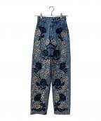 CLANEクラネ）の古着「FLOWER EMBROIDERY PANTS」｜インディゴ