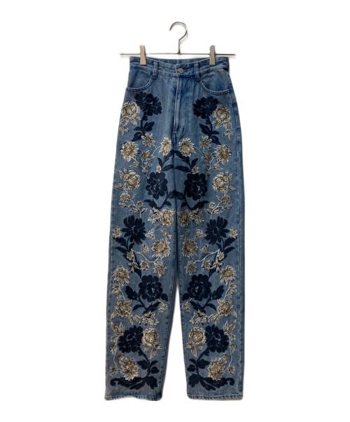 CLANE（クラネ）CLANE (クラネ) FLOWER EMBROIDERY PANTS インディゴの古着・服飾アイテム