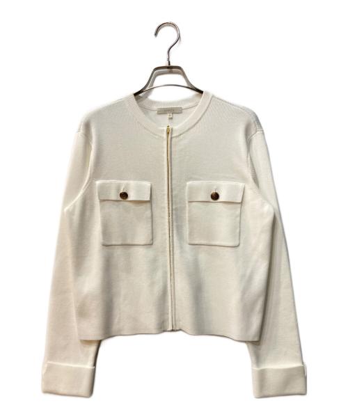 EPOCA（エポカ）EPOCA (エポカ) ジップ ニット ブルゾン ホワイト サイズ:40の古着・服飾アイテム