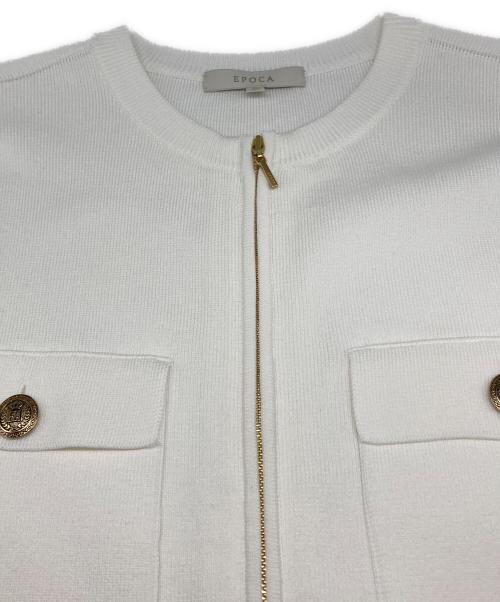 EPOCA（エポカ）EPOCA (エポカ) ジップ ニット ブルゾン ホワイト サイズ:40の古着・服飾アイテム