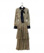 Lily Brownリリーブラウン）の古着「バイカラー2Wayボウタイワンピース」｜グリーン