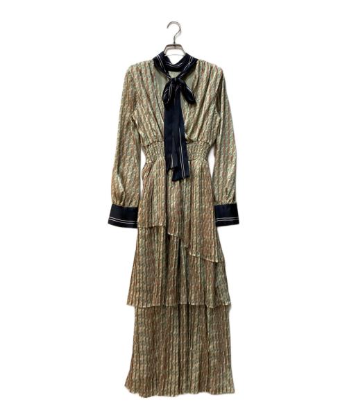 Lily Brown（リリーブラウン）Lily Brown (リリーブラウン) バイカラー2Wayボウタイワンピース グリーン サイズ:1の古着・服飾アイテム