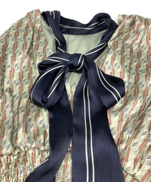 Lily Brown（リリーブラウン）Lily Brown (リリーブラウン) バイカラー2Wayボウタイワンピース グリーン サイズ:1の古着・服飾アイテム