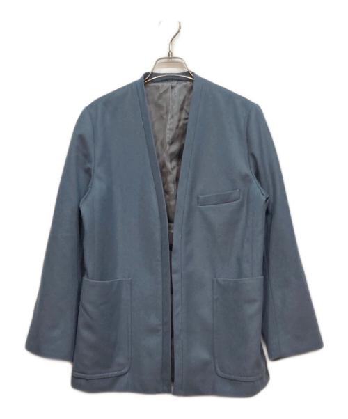 BACCA（バッカ）BACCA (バッカ) ウールサキソニー ノーカラー ジャケット ブルー サイズ:36の古着・服飾アイテム