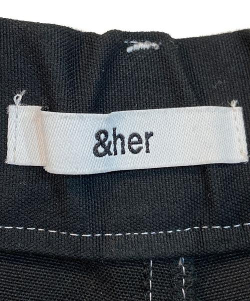 &her（アンドハー）&her (アンドハー) Work Pants ブラック サイズ:36の古着・服飾アイテム