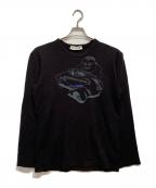 COMME des GARCONS SHIRTコムデギャルソンシャツ）の古着「プリント ウール ニット」｜ブラック