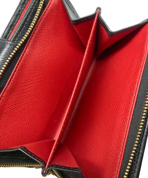 PRADA（プラダ）PRADA (プラダ) サフィアーノ 2つ折り財布 ブラック×レッド サイズ:サイズ詳細参照の古着・服飾アイテム