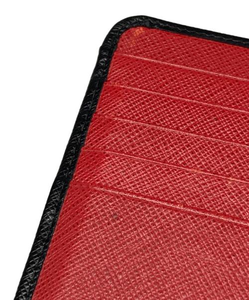 PRADA（プラダ）PRADA (プラダ) サフィアーノ 2つ折り財布 ブラック×レッド サイズ:サイズ詳細参照の古着・服飾アイテム