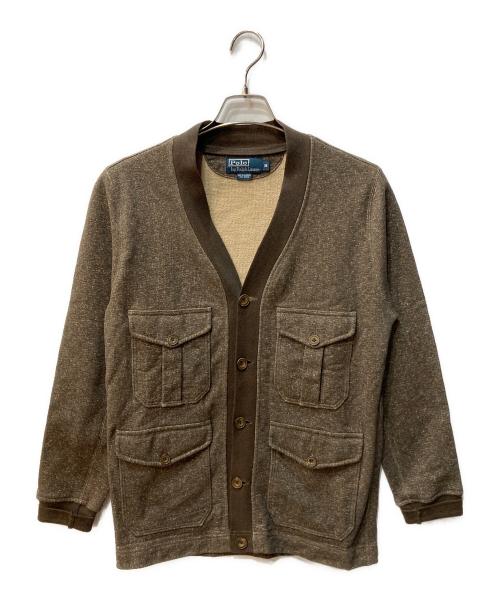 POLO RALPH LAUREN（ポロ・ラルフローレン）POLO RALPH LAUREN (ポロ・ラルフローレン) エルボーパッチ スウェット カーディガン ブラウン サイズ:Mの古着・服飾アイテム