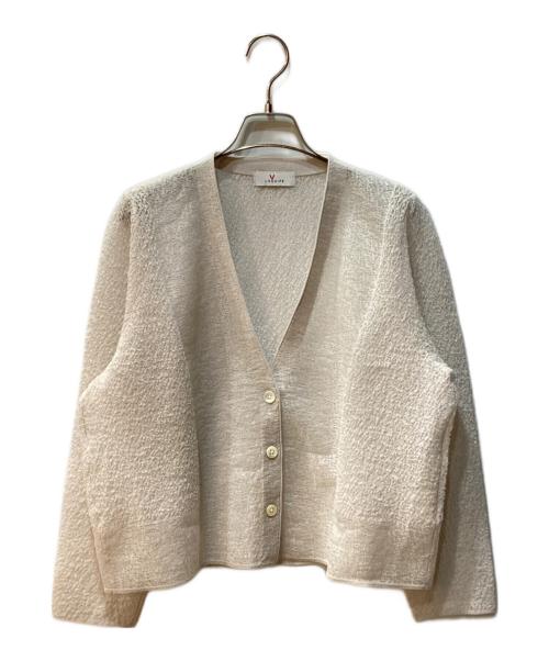 L'EQUIPE（レキップ）L'EQUIPE (レキップ) リネン混シアージャガード Vネックカーディガン グレー サイズ:38の古着・服飾アイテム