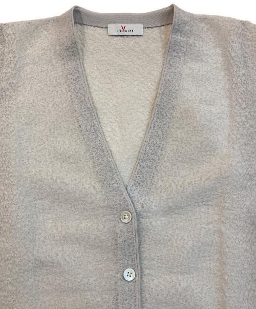 L'EQUIPE（レキップ）L'EQUIPE (レキップ) リネン混シアージャガード Vネックカーディガン グレー サイズ:38の古着・服飾アイテム
