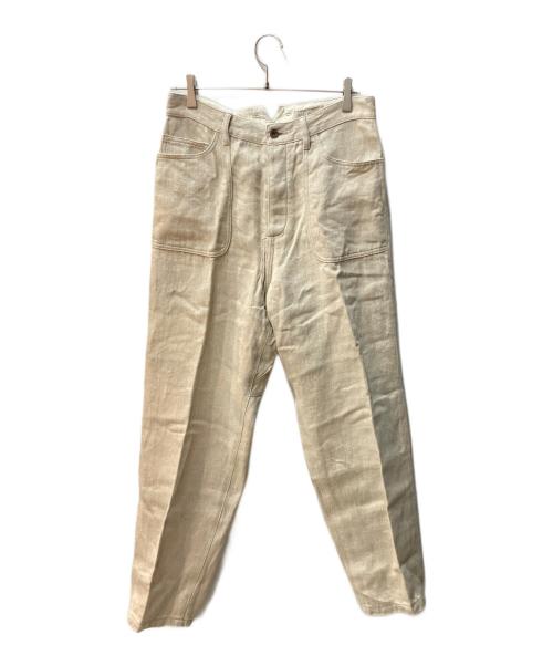 Vlas Blomme（ヴラスブラム）Vlas Blomme (ヴラスブラム) リネン デニムパンツ ベージュの古着・服飾アイテム