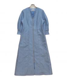 Adam et Rope（アダム エ ロペ）の古着「ステッチ ジャガードワンピース」｜ブルー