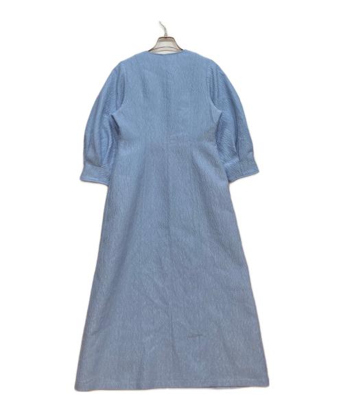 Adam et Rope（アダム エ ロペ）Adam et Rope (アダム エ ロペ) ステッチ ジャガードワンピース ブルー サイズ:Ｆ 未使用品の古着・服飾アイテム