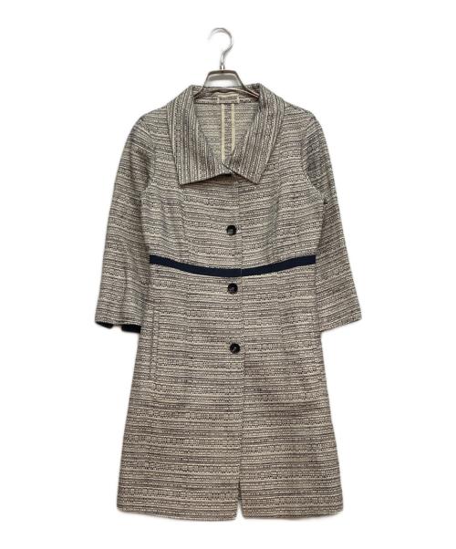 MaxMara（マックスマーラ）MaxMara (マックスマーラ) ツイード コート ネイビー×ホワイト サイズ:36の古着・服飾アイテム