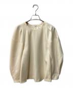 ENFOLDエンフォルド）の古着「ウールダブルクロスタックボリュームプルオーバー」｜アイボリー