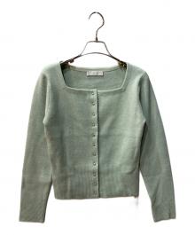 CELFORD（セルフォード）の古着「スクエアネックラメニットカーディガン」｜グリーン