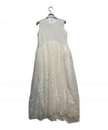 Acka.（エーシーケーエー）の古着「Puff Sleeve Lace Dress」｜ホワイト