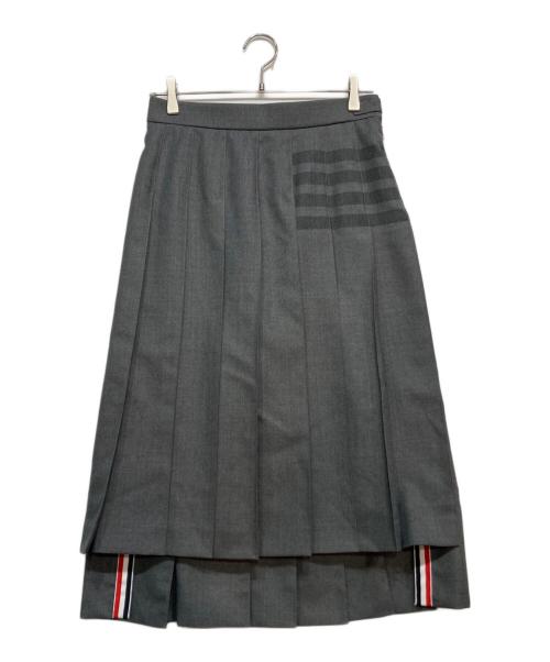 THOM BROWNE. NEW YORK（トムブラウン ニューヨーク）THOM BROWNE. NEW YORK (トムブラウン ニューヨーク) ドロップ バック レディースウール プリーツスカート グレー サイズ:40の古着・服飾アイテム