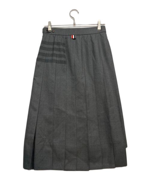 THOM BROWNE. NEW YORK（トムブラウン ニューヨーク）THOM BROWNE. NEW YORK (トムブラウン ニューヨーク) ドロップ バック レディースウール プリーツスカート グレー サイズ:40の古着・服飾アイテム