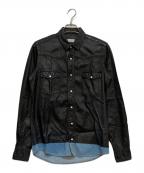 DRIES VAN NOTENドリスヴァンノッテン）の古着「コーティングデニムウエスタンシャツ」｜ブラック
