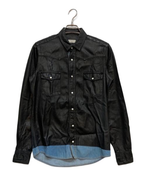 DRIES VAN NOTEN（ドリスヴァンノッテン）DRIES VAN NOTEN (ドリスヴァンノッテン) コーティングデニムウエスタンシャツ ブラック サイズ:46の古着・服飾アイテム
