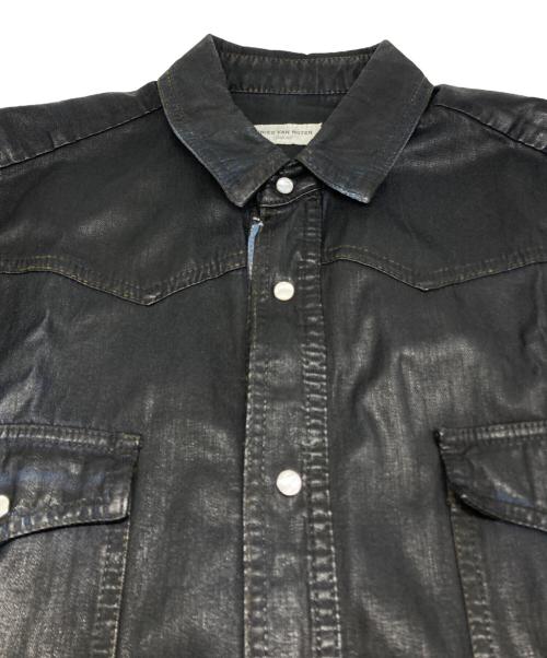 DRIES VAN NOTEN（ドリスヴァンノッテン）DRIES VAN NOTEN (ドリスヴァンノッテン) コーティングデニムウエスタンシャツ ブラック サイズ:46の古着・服飾アイテム