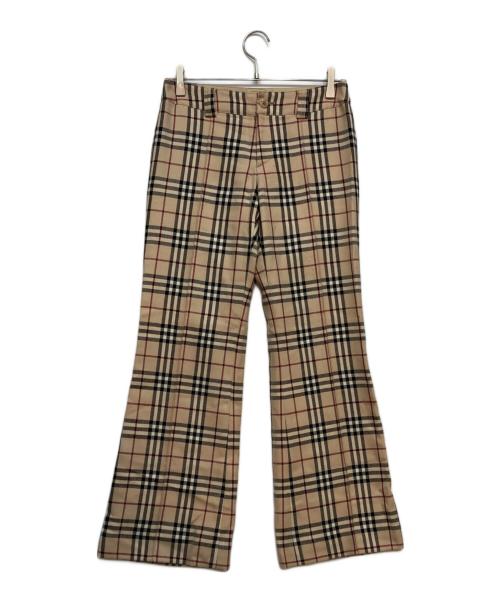 BURBERRY BLUE LABEL（バーバリー ブルー レーベル）BURBERRY BLUE LABEL (バーバリー ブルー レーベル) ノバチェックフレアパンツ ベージュ サイズ:Mの古着・服飾アイテム