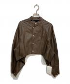 Ameriアメリ）の古着「ROUND SHORT SYNTHETIC LEATHER JACKET」｜ブラウン